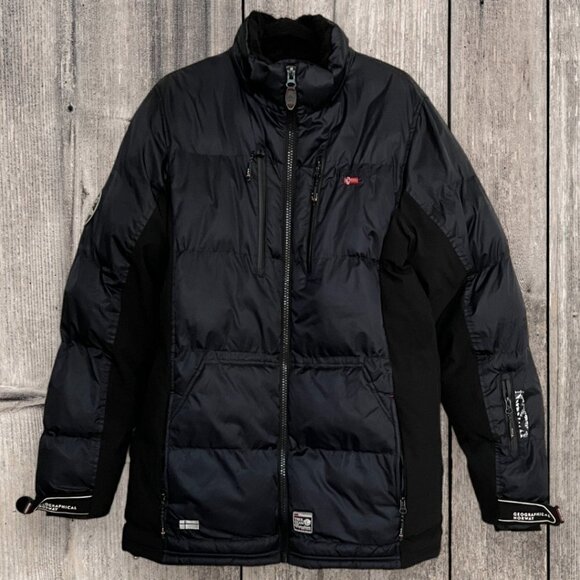 GEOGRAPHICAL NORWAY Alaska Black Puffer Puffy Power Dry Jacket Coat Mens M - Picture 1 of 15